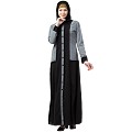 Dual colored front open abaya- Black-Grey Dual colored front open abaya- Black-Grey